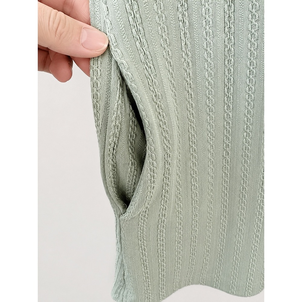 Unbranded Shift Dress Women XL Sage Green Excellent Textured Knit Square Neck - Picture 9 of 14